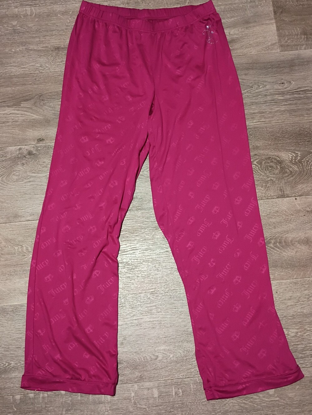 Hot Pink Juicy Couture Sleeper Pants With Rhinestone Logo Size Medium